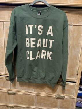 Gildan Forest Green Crewneck Sweatshirt with White Text
